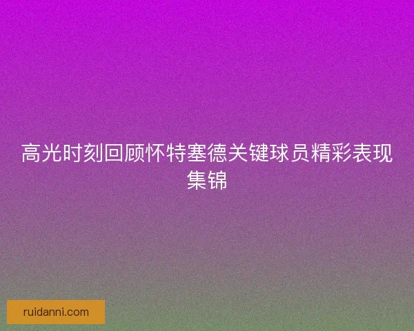 高光时刻回顾怀特塞德关键球员精彩表现集锦